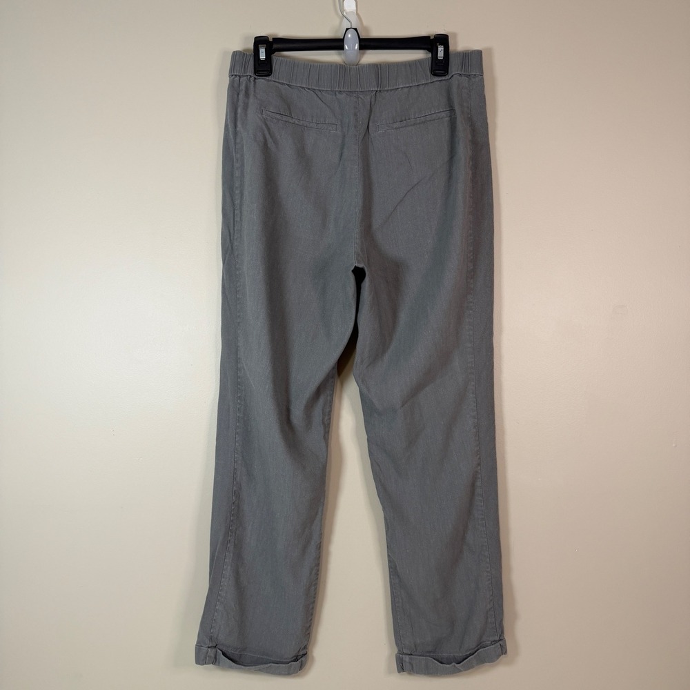 J. Jill Medium Gray Linen Stretch Pull On Pants Preppy Flowy Professional‎ Teach - Picture 2 of 11